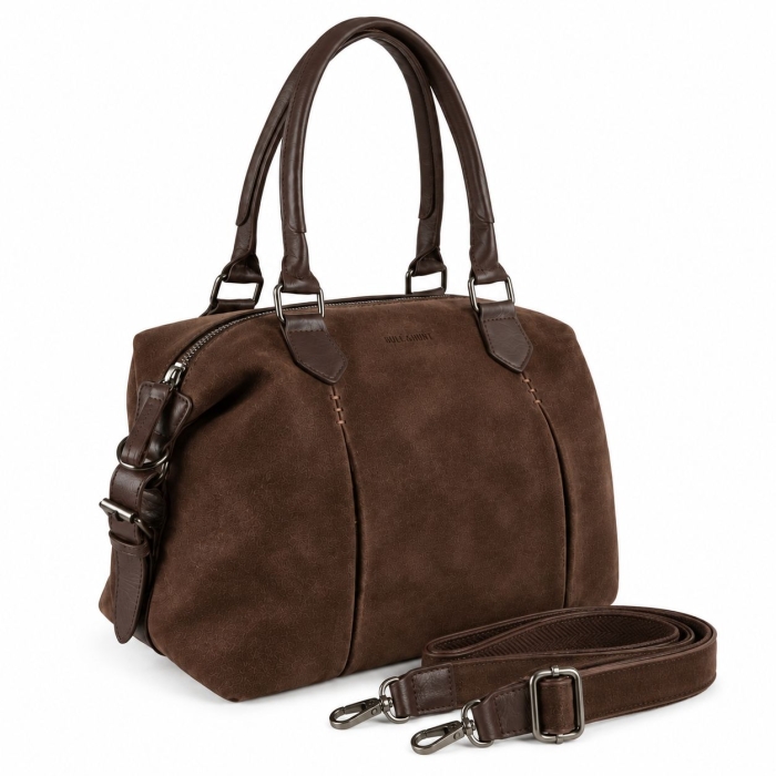 Preview: CHARLOTTA LARGE SUEDE BROWN Wildleder Handtasche